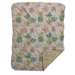 Burts Bees Baby Floral Flower Watercolor Pink Yellow Baby Blanket Reversible
